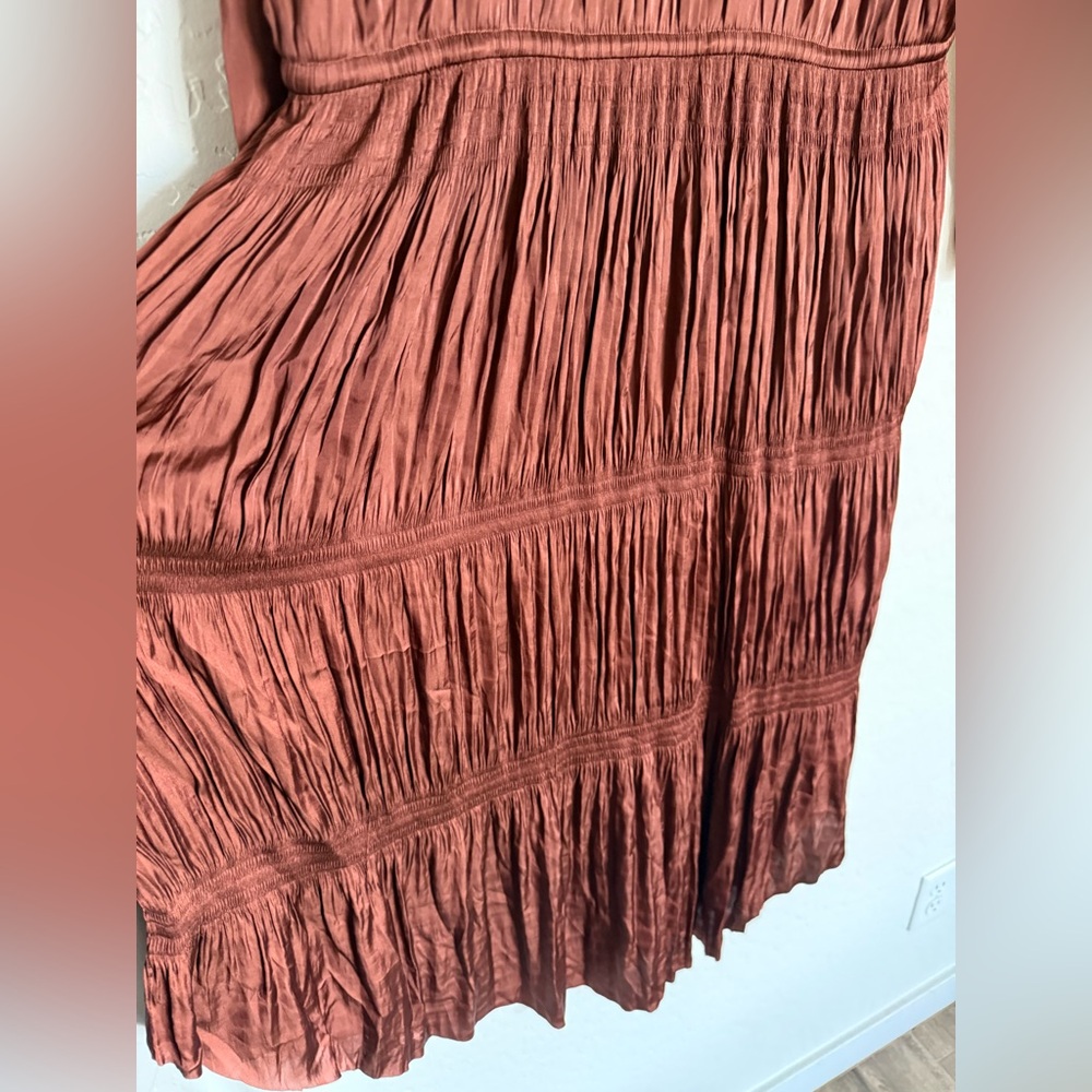 CHICO’S Wrinkle Pleat Dress in Rich Mahogany - NEW w/ Tags - Size 3 - Picture 6 of 8